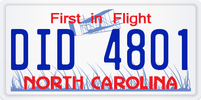 NC license plate DID4801