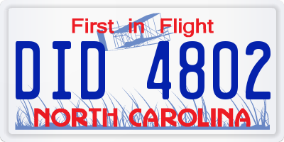 NC license plate DID4802