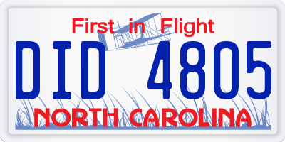 NC license plate DID4805