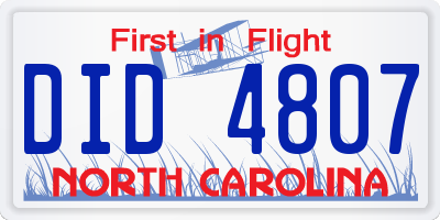 NC license plate DID4807