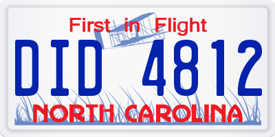 NC license plate DID4812