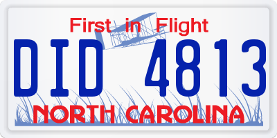 NC license plate DID4813