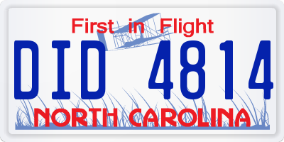 NC license plate DID4814