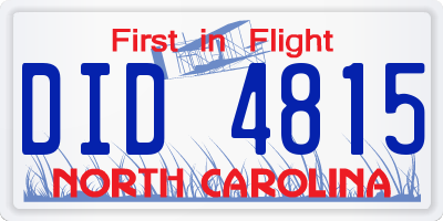 NC license plate DID4815