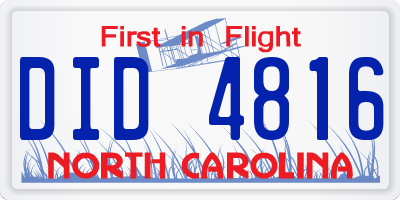 NC license plate DID4816