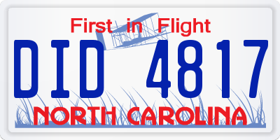 NC license plate DID4817