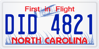 NC license plate DID4821