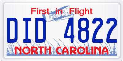 NC license plate DID4822