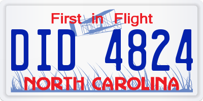 NC license plate DID4824