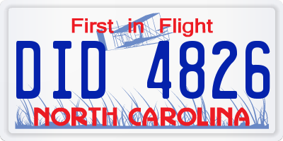 NC license plate DID4826