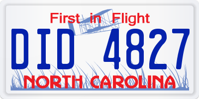 NC license plate DID4827