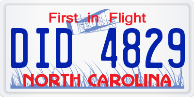 NC license plate DID4829