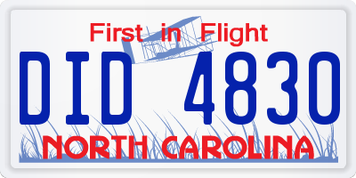 NC license plate DID4830