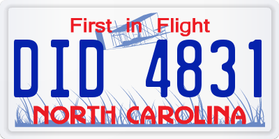 NC license plate DID4831