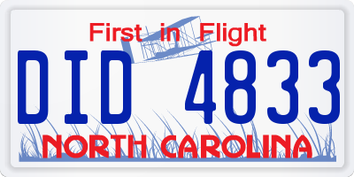 NC license plate DID4833