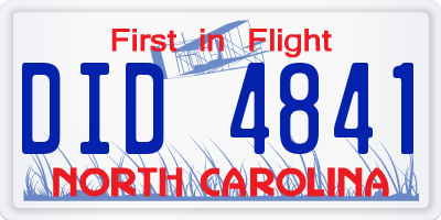 NC license plate DID4841