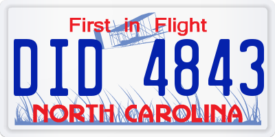 NC license plate DID4843