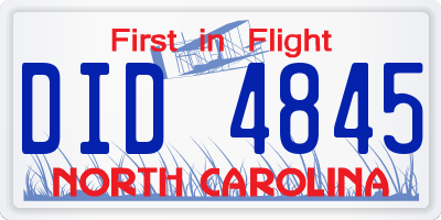 NC license plate DID4845