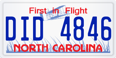 NC license plate DID4846