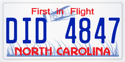 NC license plate DID4847