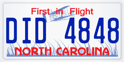 NC license plate DID4848