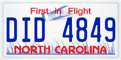 NC license plate DID4849