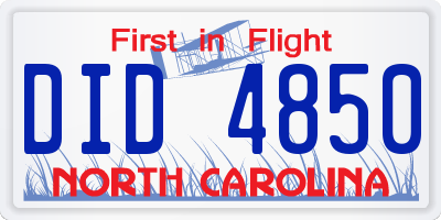 NC license plate DID4850