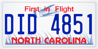 NC license plate DID4851
