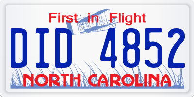 NC license plate DID4852