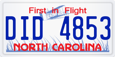 NC license plate DID4853