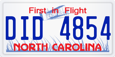 NC license plate DID4854