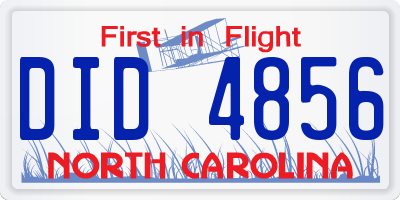 NC license plate DID4856