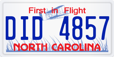 NC license plate DID4857