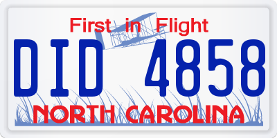 NC license plate DID4858