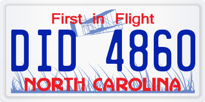 NC license plate DID4860