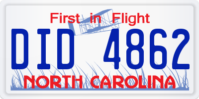 NC license plate DID4862