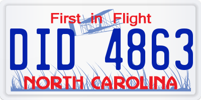 NC license plate DID4863