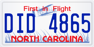 NC license plate DID4865