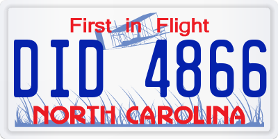 NC license plate DID4866