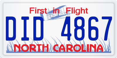 NC license plate DID4867
