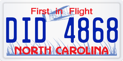 NC license plate DID4868