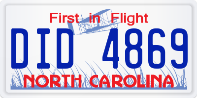 NC license plate DID4869
