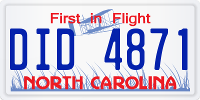 NC license plate DID4871