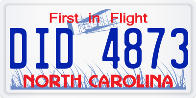 NC license plate DID4873