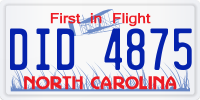 NC license plate DID4875