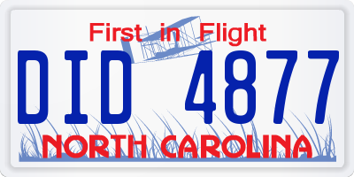 NC license plate DID4877