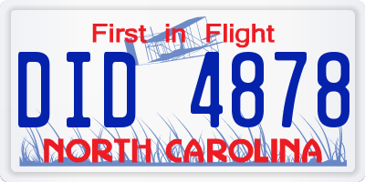 NC license plate DID4878