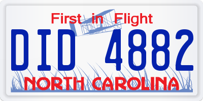 NC license plate DID4882