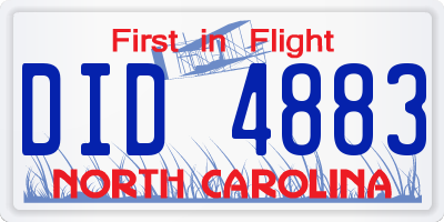 NC license plate DID4883