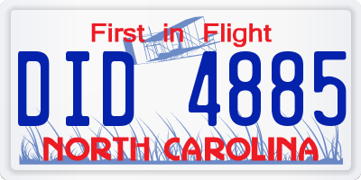 NC license plate DID4885